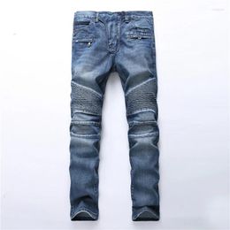 Men's Jeans Biker Homme Straight Male Motorcycle Moto Cotton Streetwear Men Denim Hip Hop Stretch Pants Joggers Runway Large Size