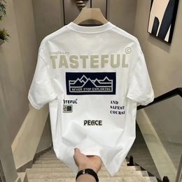 Casual Mens Clothing Luxury Round Neck Pure Cotton Tshirt Funny Streetwear Summer Fashion Vintage Y2k Style Top Oversized Tee 240422
