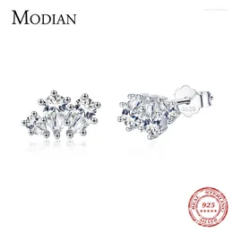 Stud Earrings Modian Real 925 Sterling Silver Sparkling Clear CZ For Women Fashion Water Drop Shape Wedding Engagement Jewelry