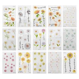 Tattoo Transfer 15 Sheets Little Daisy Tattoo Sticker Tattoos Decal Stickers Temporary Waterproof Body Flower 240427