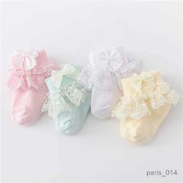 Kids Socks Ladka 4Pairs/lot Newborn Baby Socks For Girls Cotton Lace Infant Girls Sock Princess Bow Toddler Baby Girls Socks Spring 0-24M