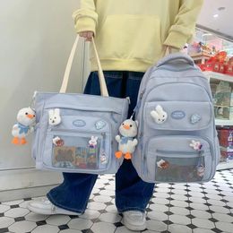 Backpack Fashion Kawaii Student Schoolbag 2pcs Set Bag Girls Cute Waterproof Travel Mochila Teens Bookbag Shoulder
