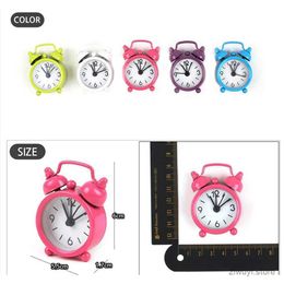 Desk Table Clocks Small Clocks for DeskCreative Cute Mini Metal Small Alarm Clock Electronic Small Alarm Clock Battery Operated Home Decor