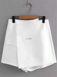 Women's Shorts Womens Stretchless Summer Black Mini Skirt Asymmetric Splicing Decorative Short Skirt with Zipper BackL2404