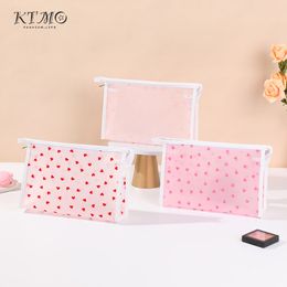 Ins Mesh Cosmetic Bag Flocked Love Storage Bag Simple Large Capacity Toiletry Bag Portable Eva Cosmetics Storage