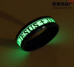 New JESUS character Nightlight Ring Fashion stainless Steel Ring6109138