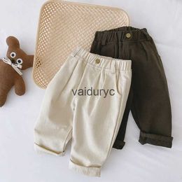 Trousers 2024 Spring Autumn Solid Kids Boys Straight Pants Fashion ldren Clothing Trousers Brief Jeans for 1-6 Years H240429
