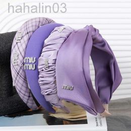 Desginer mui Hair Hoop Female Miu Headdress Hair Ornament Ins Style Light Purple Fashion Commuting Diamond Tiktok Headband Female