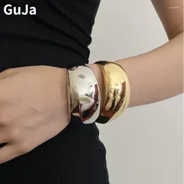 Bangle Modern Jewelry Design Wide Metal Smooth Shiny Open Cuff Bracelets For Women Party Gifts Hiphop Cool Style