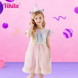 Abiti vikita principessa ragazza vestito per bambini abbigliamento abbigliamento estivo abito senza maniche per bambini abiti per ragazze abiti casual