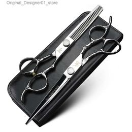 Hair Scissors 7-inch rose handle hair clippers hair clippers and thin clippers made of JP440C steel Q240426