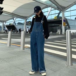 Women's Jeans Overalls Pants Suspender Female Streetwear Baggy Ladies Vintage Blue Mom Denim Braces Trouser G317