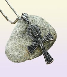 38x58mm Large Antique Silver Egyptian Ankh Pendants Necklace in Stainelss Steel Key of Life Necklace Protection Jewelry8301589
