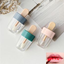 Storage Bottles 1pc Lip Glaze Empty Tube Cosmetic Ice Cream Transparent Refillable Bottle Containers Jars DIY Pink Green Blue
