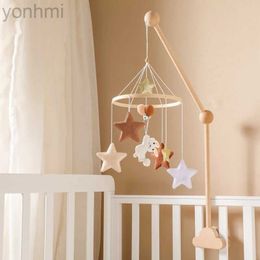 ZV4E Mobiles# Baby Rattle Toy 0-12 Months Bed Bell Bracket Wooden Mobile Newborn Crochet Bed Bell Hanging Toys Holder Bracket Infant Crib Toy d240426