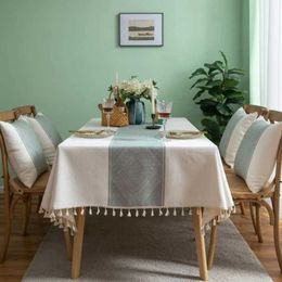 Table Cloth Japanese style tablecloth imitates cotton linen diamond jacquard tablecloth dining cloth rectangular 240426