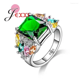 Cluster Rings Bijoux 925 Sterling Silver Candy Colour Cubic Zirconia Stone Ring For Women Female Charms Fashion Anillo