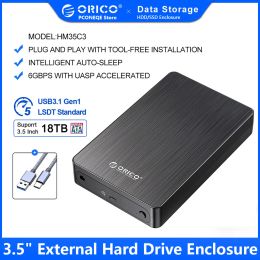 Controls Orico 3.5" Hdd Case Sata to Usb C 6gbps External Hard Drive Case for 3.5 Inch Hdd Enclosure with 12v Power Adapter Support 18tb