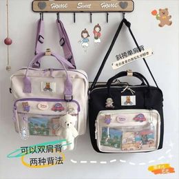 School Bags Korean Cute Cartoon High-capacity Sweet Itabag Japanese Preppy Student Backpack Commuter 14 Inches Laptop Crossbody Bag