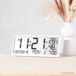 Desk Table Clocks LED Alarm Clocks Large Digital Real-time Temperature Humidity Clocks Sitting And Hanging Dual Use Stylish Electronic Table Clock