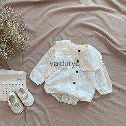 Rompers 2024 Autumn New Baby Bodysuits Long Sleeve Infant Girls One Piece Embroidery Toddler Girls Clothing H240429