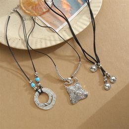 Chains Selling Vacation Style Retro Geometric Alloy Pendant Necklace Niche Internet Celebrity Beach Choker Collarbone Chain