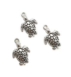 Whole 100pcs Sea turtles Antique Silver Charms Pendants Retro Jewellery Making DIY Keychain Pendant For Bracelet Earrings 1317m8241099