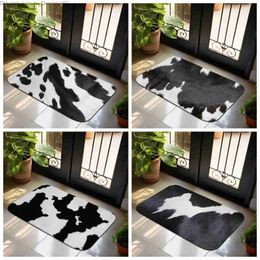 Carpet Flannel floor mat with cow pattern absorbent foot anti slip thick carpet household bathroom shower door 40 * 60cm Q240426
