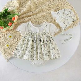 Rompers New Spring Baby Bodysuit Infant Sweet Floral Thin Style Jumpsuit Toddler Girls Clothes H240429