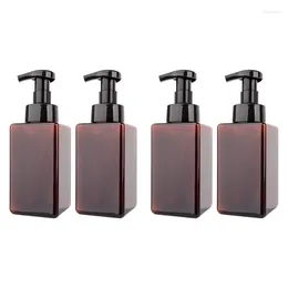 Storage Bottles AD-4 Pack Foaming Soap Dispenser 15Oz Refillable Foam Liquid Hand Empty Plastic Pump Bottle Container - Brown 450Ml