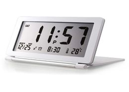 LCD Display Desk Silent Digital Folding Temperature Alarm Clock Flip Travel Electronic Home Office Mini Calendar1385198