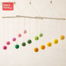 Mobiles# Baby Montessori Plush Ball Mobile Toy Newborn Colourful Hanging Crib Toy Visual Sensory Game Colour Cognitive Educational Toys d240426