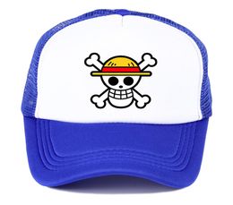 Japan Anime One Piece printing Skull Sign Cartoon snapback Men Women Baseball cap summer Mesh hat truck driver Cosplay5758545