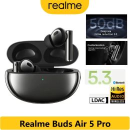 Earphones 2023 New official Realme Buds Air 5 Pro TWS Earphone Bluetooth 5.3 50dB Active Noise Cancelling Wireless Headphone IPX5 Water