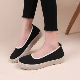 Casual Shoes Mesh Loafers Ladies Stretch Fabric Flat Light Square Toe Luxery Women Fashion