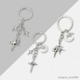 Keychains Lanyards Creative Star Moon Keychain Y2k Style Metal Celestial Pendant Key Ring for Women Bag Charm Car Key Accessories Friendship Gift