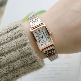 Wristwatches Luxury Women Watch Simple Roman Numerals Numbers Quartz Watches Ladies Trend Clock Female Vintage Rectangle Reloj Wristwatch