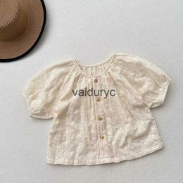 Kids Shirts 2024 New Summer Kids Baby Shirt Girls Sweet Embroidery Floral Blouse Tops ldren Outwear Clothes 1-6T H240429