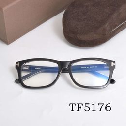 Fashion design brand TOM sunglasses Square frame TF5176 Plate Anti Blue Myopia Frame Flat Light Glasses UV protection business travel goggles for men and women