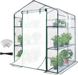 Quictent Greenhouse for Outdoors with Screen Door Windows 3 Tiers 8 Shelves Mini Walkin Portable Plant Garden Green House Kit 240415