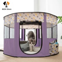 Mats Cat Dog Tent Delivery Room Folding Portable Pet Octagon Cage Outdoor Dog House Cat Indoor Playpen Puppy Cats Kennel Accessories