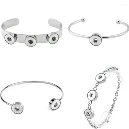 Charm Bracelets Fashion Snap Jewellery Stainless Steel Buttons Bracelet Fit 12MM DIY Button Charms For Women