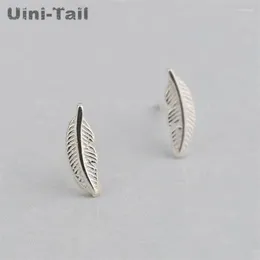 Stud Earrings 925 Tibetan Silver Mini Fashion Feather Earring Wholesale Korea Dynamic Trend Sweet High Quality Hypoallergenic