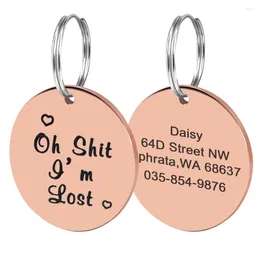 Dog Tag Custom Cat ID Engraved Round Small Medium Pet Nameplate Stainless Steel Personalised Fashion Print Tags Anti-lost