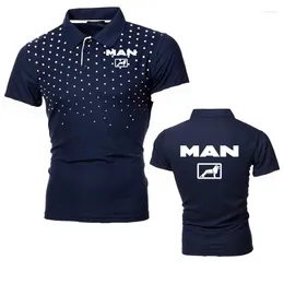 Men's Polos MAN Truck Logo Print POLO Shirt T-SHIRT 30% Cotton Men T Tops Hip Hop Street Harajuku Short Sleeve