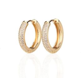 2021 Men Women Earrings Jewelry Fashion Gold Color Circle Earrings Brief Luxury Bling Zircon Hip Hop Hoop Earrings3905102