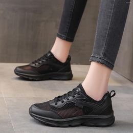 Casual Shoes Tennis For Women 2024 Solid Mesh Breathable Non Slip Lace Up Woman Platform Sneakers Ladies On Offer