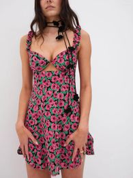 Casual Dresses Yoawdats Women S Y2K Summer Mini Dress Sleeveless Sweetheart Neck Cutout Floral Print A-Line Short Tank