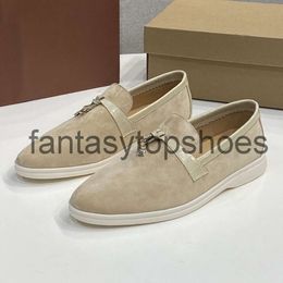 Loro Piano LP Genuine Shoes Mens Suede Leather Loafer Casual Shoes Flat Shoes Pea Shoes Tassels Womens Luxury Designer Flat Shoes Leather Shoes Handmade Lazy Shoes 35