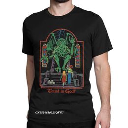 Men's T-Shirts Trust In God T-Shirts For Men Women Horror Hallown Retro Cthulhu Lovecraft Occult T Shirt Manga Tops T Shirts Printing T240425